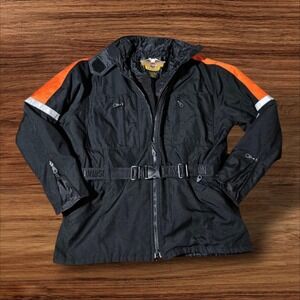 Vintage Harley-Davidson USA Belted Heated Jacket Moto Racing W/Reflective MEDIUM